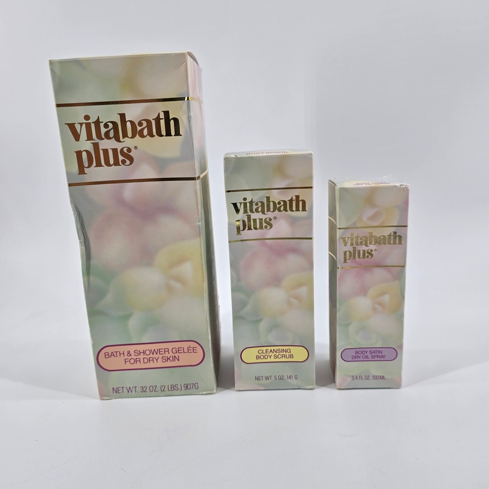 Vitabath Plus Body Care Set Dry Skin Gelee Scrub Oil Spray Floral 3pc Set NEW